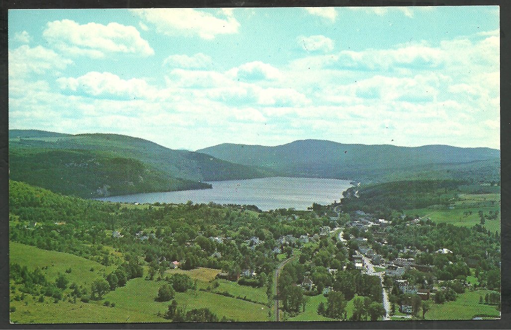 Birds Eye View Crystal Lake Barton Vermont Mountains Chrome Postcard 81