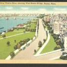 Charles River Esplanade Boston MA West Boston Bridge Pre Hatch Shell Linen Postcard 1141 Charles River Esplanade Boston MA West Boston Bridge Pre Hatch Shell Linen Postcard 1141