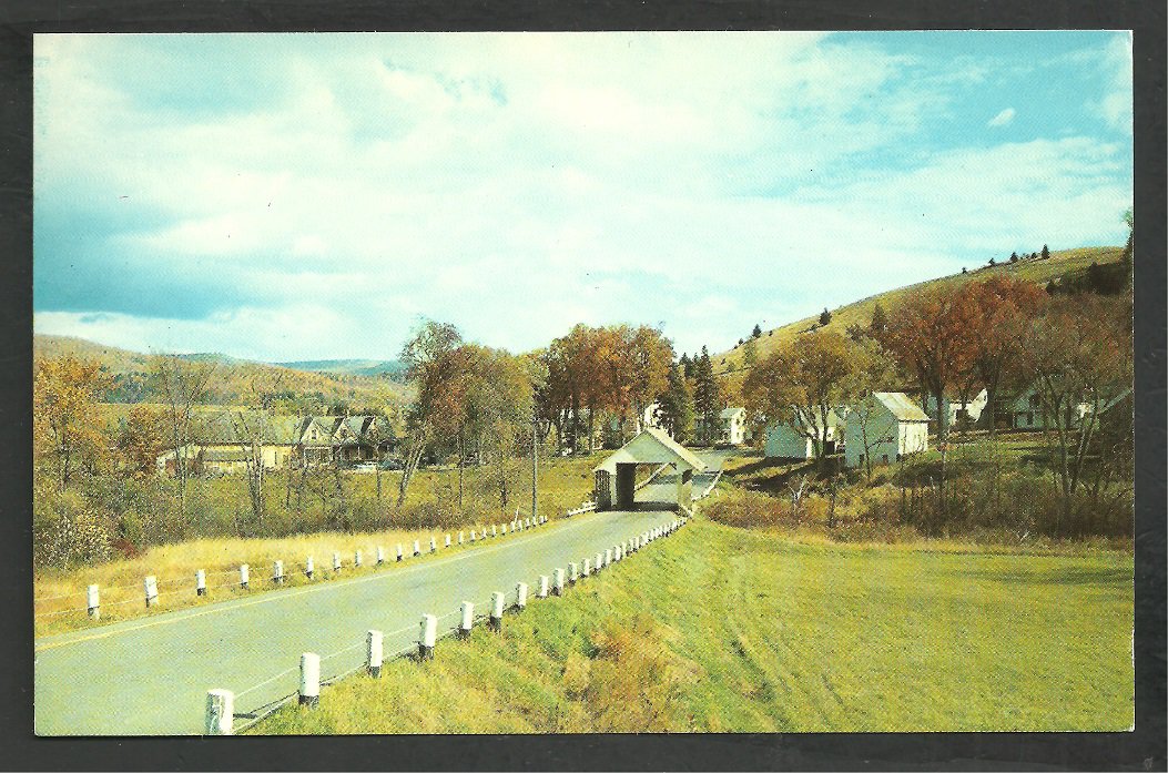 Old Covered Bridge South Wheelock Road Lyndon Vermont Country Road Farms Homes Chrome Postcard 1152