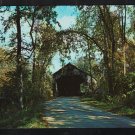 Shaded Tree Lined Country Road Leading to Old Covered Bridge Brandon Vermont Chrome Postcard 1194