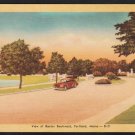 Classic Autos Cruising Baxter Boulevard Portland Maine Linen Postcard 308