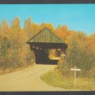 Golden Autumn Foliage Surrounding a Stowe Vermont Covered Bridge on a Dirt Road Chrome Postcard 1217