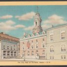 City Hall Portland Maine Gold Border Linen Postcard 334