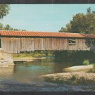 Old Covered Wood Bridge Over Gently Flowing Brook Waitsfield Vermont Chrome Postcard 1229