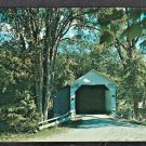 Shushan New York Cambridge New York Tree Lined Country Road White Covered Bridge Chrome Postcard Shushan New York Cambridge New York Tree Lined Country Road White Covered Bridge Chrome Postcard