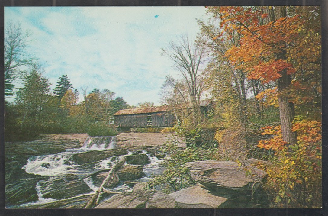 Covered Bridge Thetford Center Vermont Fall Foliage Rushing Stream