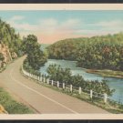 A Meandering River Running Along Side a 2 Lane Country Road Linen Postcard 1265