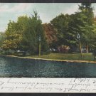 A Lovely Park and Pond Street Lamps Benches Blank Back Antique Postcard 1269 A Lovely Park and Pond Street Lamps Benches Blank Back Antique Postcard 1269
