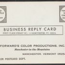 Postcard Order Form Forwards Color Productions Business Reply Card Manchester Vermont 1301 Postcard Order Form Forwards Color Productions Business Reply Card Manchester Vermont 1301
