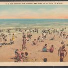 Bathers Enjoying the Sunshine & Surf On The Gulf Of Mexico Linen Postcard 1302 Bathers Enjoying the Sunshine & Surf On The Gulf Of Mexico Linen Postcard 1302