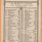 1937 John Church Company My Heart Is A Haven Secular Sheet Music