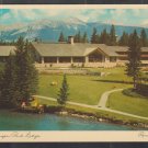 Jasper Park Lodge Alberta Canada Front Lawn Lake Shore Mountains Chrome Postcard 1368