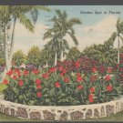 A Garden Spot In Florida Palm Trees Flower Bed Manicured Lawn 1953 Linen Postcard 1373 A Garden Spot In Florida Palm Trees Flower Bed Manicured Lawn 1953 Linen Postcard 1373