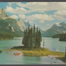 Maligne Lake Lone Canoe Seen From The Narrows Jasper National Park Alberta Canada Chrome Postcard Maligne Lake Lone Canoe Seen From The Narrows Jasper National Park Alberta Canada Chrome Postcard