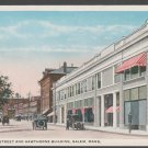 Salem MA Washington Street Hawthorne Building Autos Horse & Wagon White Border Postcard 431