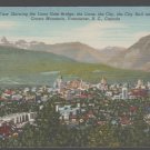 Birds Eye View Vancouver British Columbia Canada Lions Gate Bridge Crown Mountain Linen Postcard