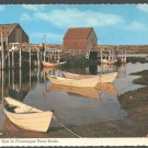 Dories At Rest In Blue Rocks Lunenburg Nova Scotia Docks Sheds Chrome Postcard 1473