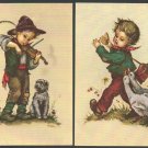 2 Hummel Postcards By Hilde Young Boy With Fiddle & Dog Young Boy With Geese Chasing Him 1486 2 Hummel Postcards By Hilde Young Boy With Fiddle & Dog Young Boy With Geese Chasing Him 1486