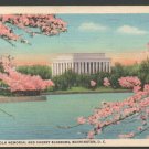 The Lincoln Memorial Framed By Cherry Blossoms 1941 Linen Postcard 579