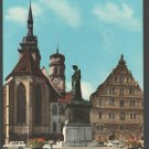 Stuttgart Germany Schillerplatz Volkswagen Church Statue Chrome Postcard 1516