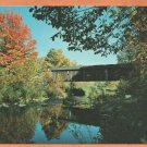 Early Autumn Covered Bridge Saxton River Grafton Vermont Chrome Postcard 601