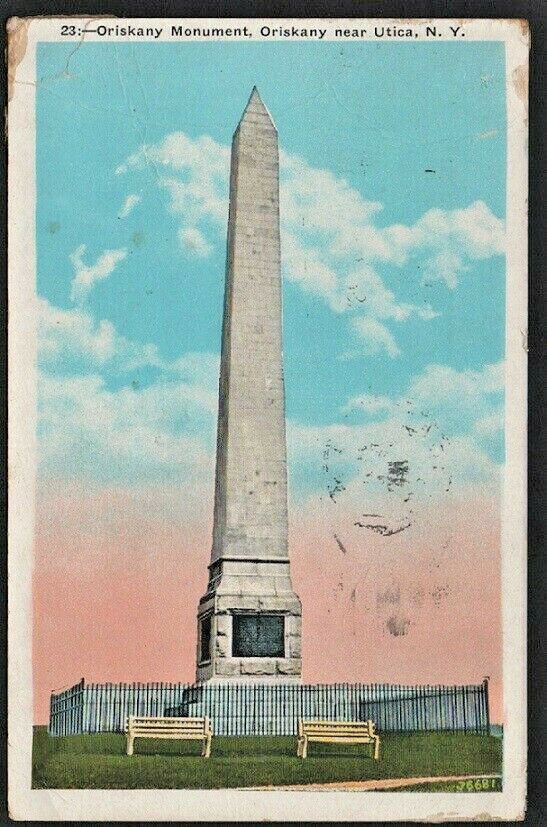Oriskany Monument Oriskany Utica New York 1937 Postcard 618