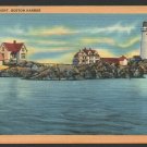 Boston Light Lighthouse Boston Harbor and Outbuildings Linen Postcard 625 Boston Light Lighthouse Boston Harbor and Outbuildings Linen Postcard 625