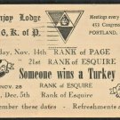 1960 Knights of Pythias K of P Munjoy Lodge Portland Maine Invitation Card