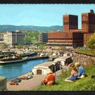 Oslo Norway Town Hall Canal Docks Tour Boats Vintage Autos 1596