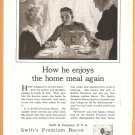 1918 Ads Swifts Bacon w/ WW1 Doughboy Home From War Puffed Rice Cereal War Bread & Milk xx
