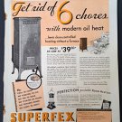 1931 Print Ad Superfex Oil Heat Oil Burning Heaters Give Away the Coal Scuttle