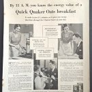 1931 Print Ad Quick Quaker Oats By 11am You Know the Energy Value Wife Cooking
