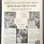 1931 Print Ad Quick Quaker Oats By 11am You Know the Energy Value Wife Cooking