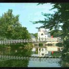 ca 1960 Swinging Bridge Over Souhegan River Milford New Hampshire Chrome Postcard 728