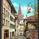 Street Scene Old Town Lausanne Switzerland Flower Cart Galerie Chrome Postcard 1635
