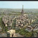 Aerial View Paris France Eiffel Tower Arc de Triomphe Postcard 1671 Aerial View Paris France Eiffel Tower Arc de Triomphe Postcard 1671