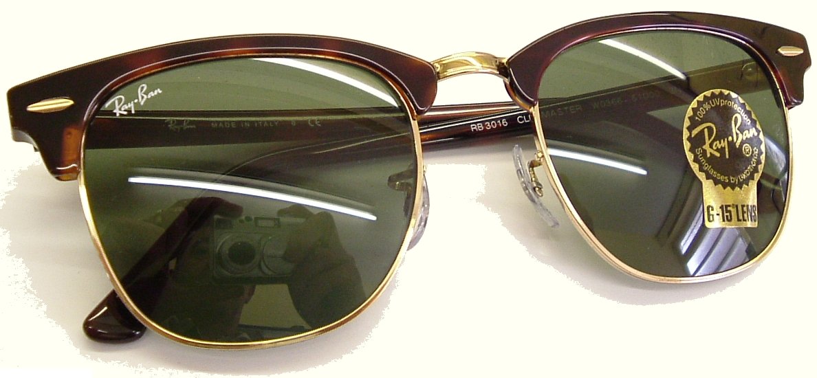 Ray Ban Clubmaster Sunglasses Gold Color Frame Brown Trim G15 Glass Lenses 49mm Lens Size 