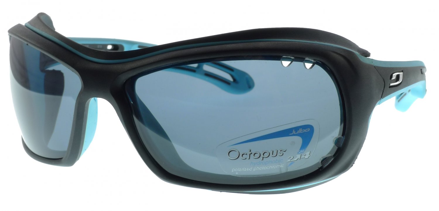 Julbo Wave Floating Sunglasses, Black/Blue, Oleophobic Polarized Photochromic lens cat. 2 4