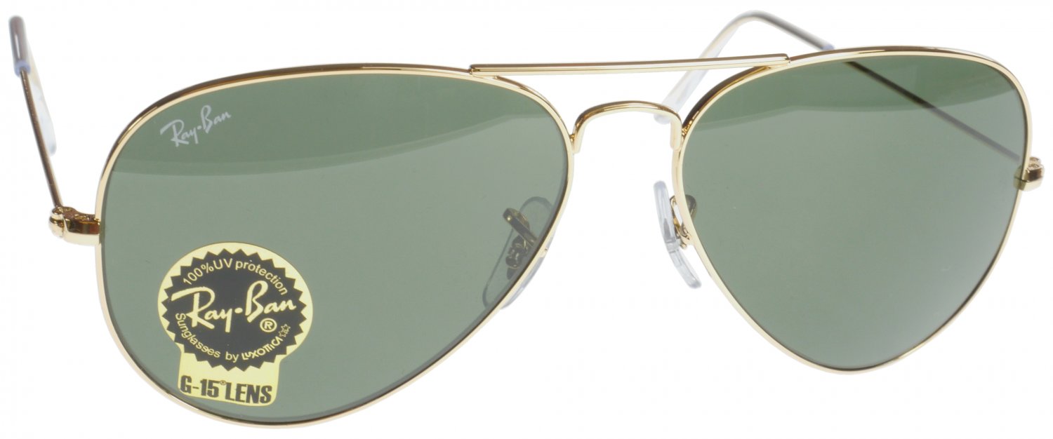 Ray Ban Large Metal Aviator Sunglasses Gold Frame G15 Lens Model 3025 ...