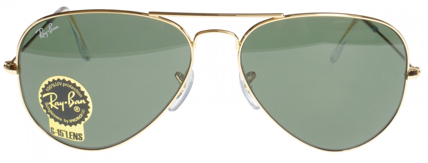 Ray Ban Large Metal Aviator Sunglasses Gold Frame G15 Lens Model 3025 ...