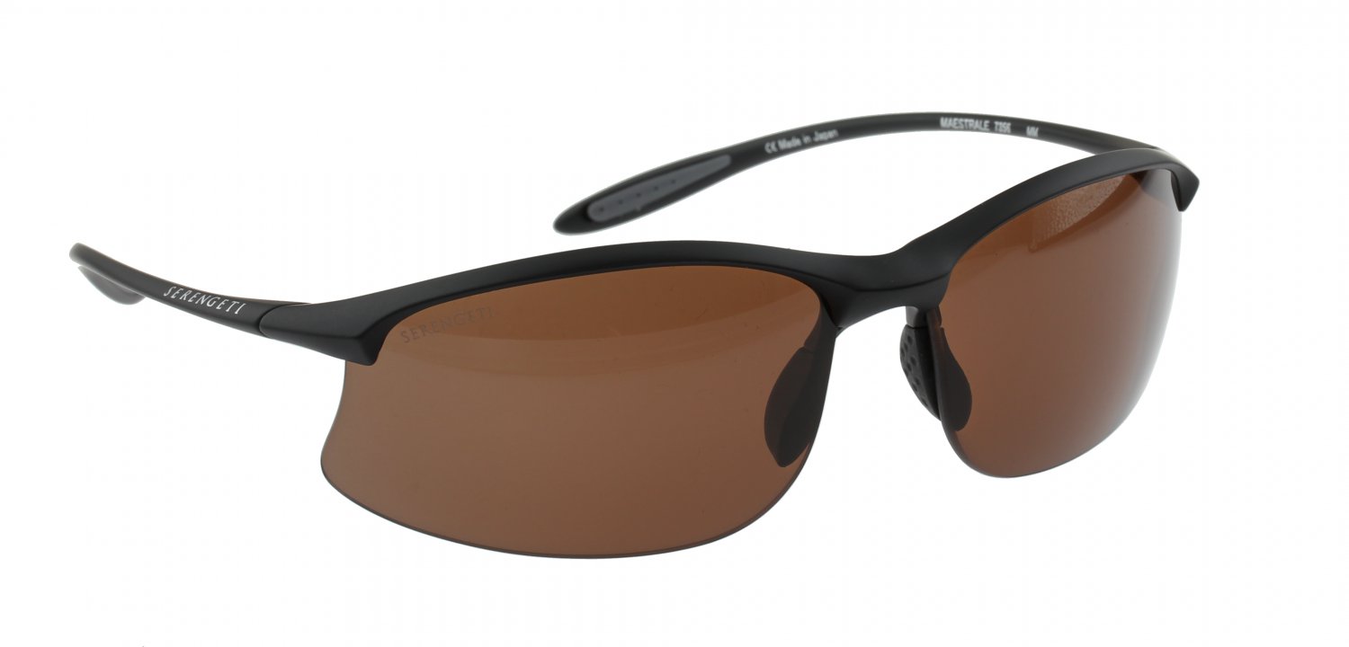 Serengeti Maestrale 7356 Sunglasses Black Frame Drivers Polarized Photochromic Brown Nxt Lenses