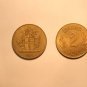Iceland coin 2 kronur (Island geld) from 1958 to 1962. Cheap - 5 pcs sold together at one low price.