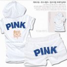 ''Pink'' Top and Shorts in White