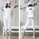 #813 White ''Pink'' Top & Capris