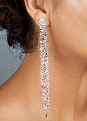 Long Three Strand Rhinestone Earrings