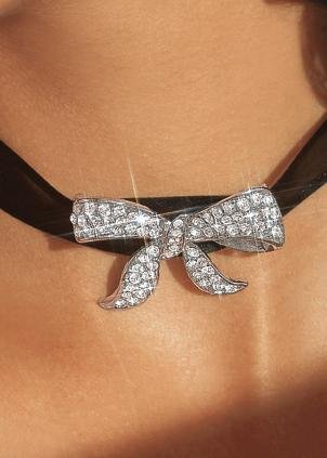 Rhinestone Bow Choker