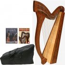 CELTIC 38" MINSTREL HARP - 2 BOOKS - CASE - STRINGS