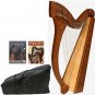 CELTIC 38" MINSTREL HARP - 2 BOOKS - CASE - STRINGS