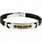 Mens Stainless Steel / Rubber / 18k Yellow Gold Plating Fashionable Bracelet