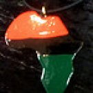 Red black and green Africa shaped necklace